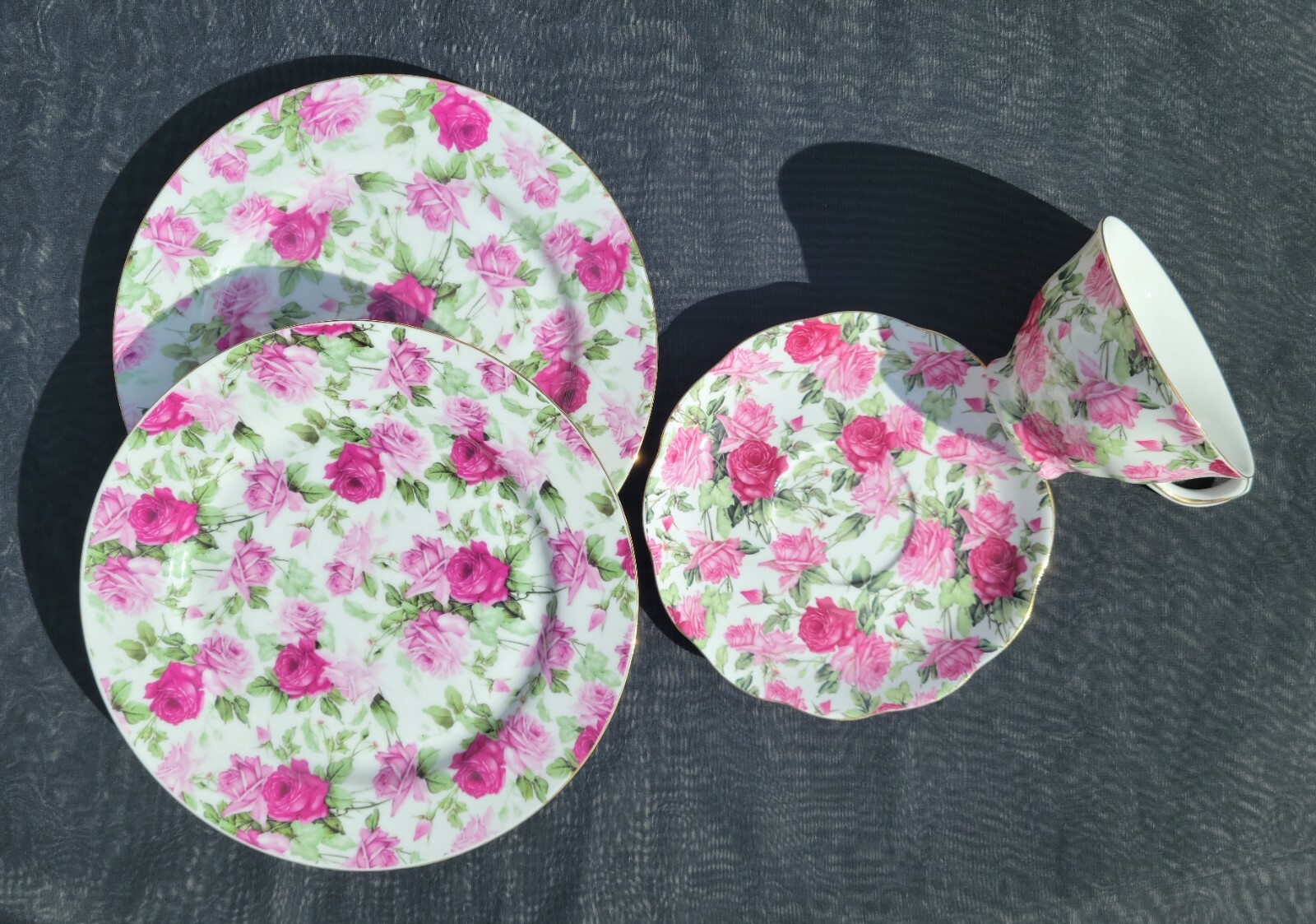GRACIE China by Coastline Imports TEACUP & SAUCER LUNCHEON PLATES *4Pc* eBay