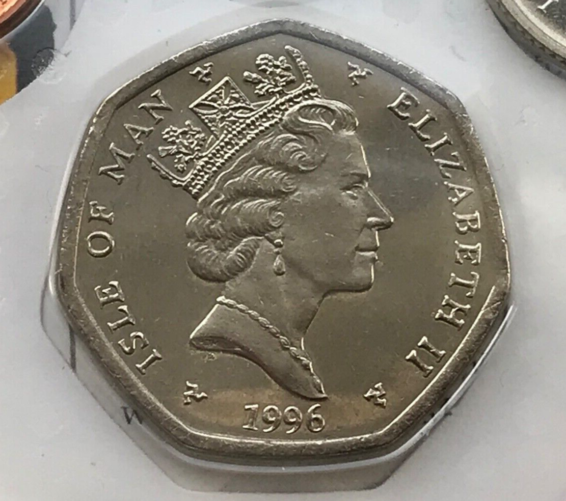 1996 ISLE OF MAN TT MOTORCYCLE RACE FIFTY 50 PENCE COIN DIE AA BU