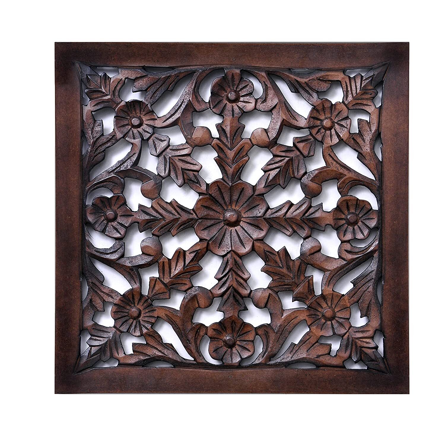 Wooden Wall Decorative Frame For Living Room Wall Panel 16x16 Inches Brown