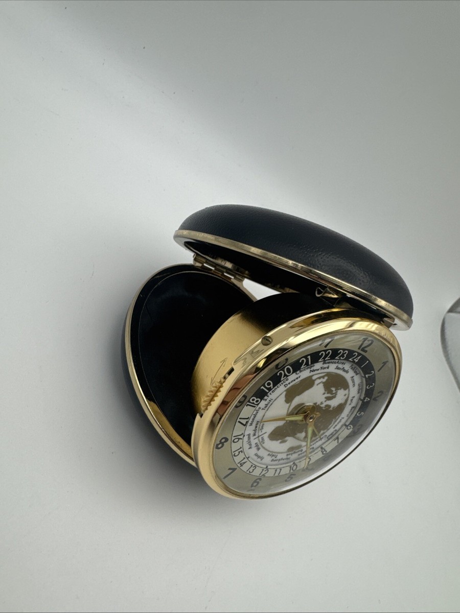 Vintage Linden Travel Alarm Clock/ Japan /World Map Time Zones