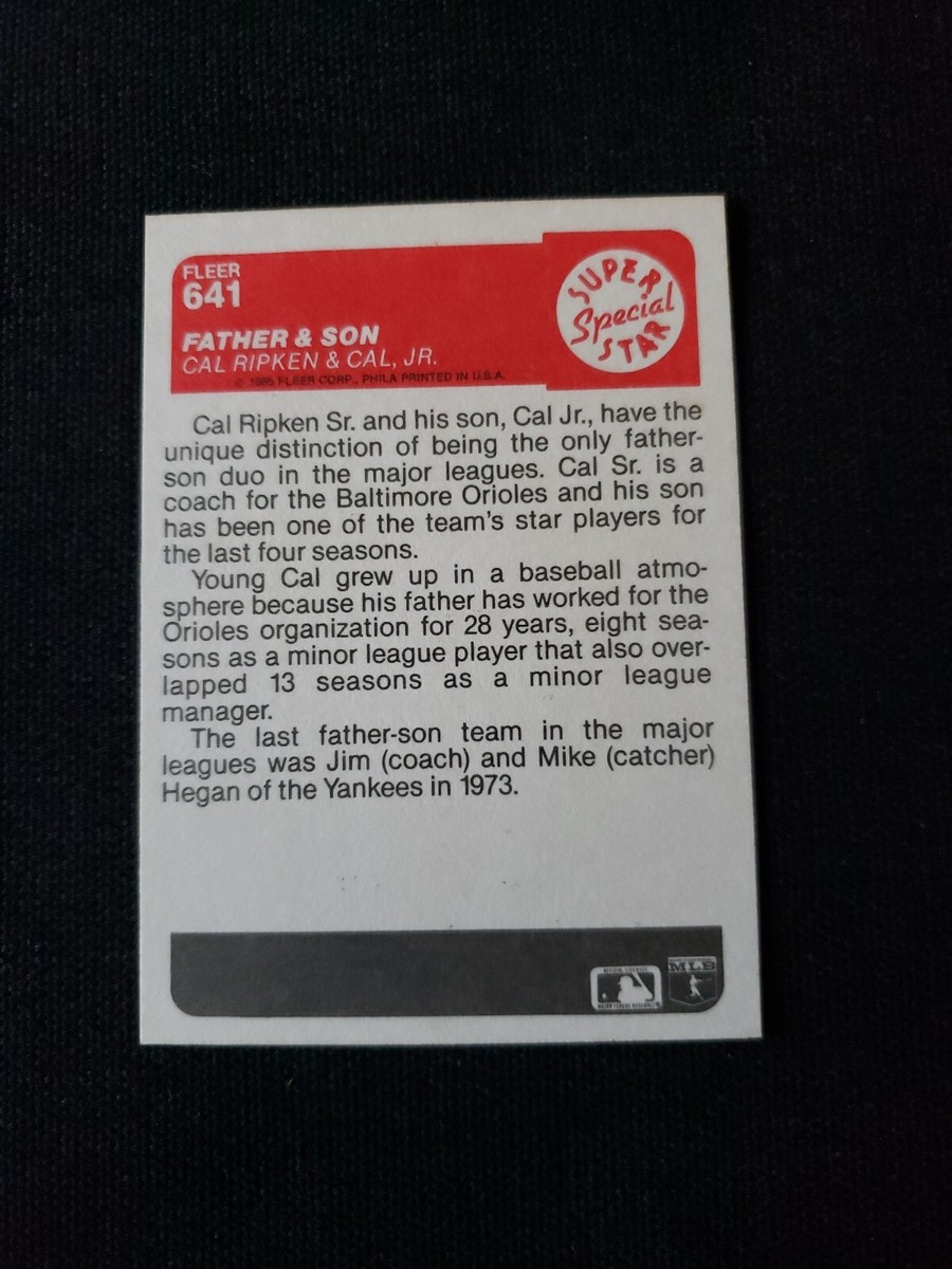 1985 Fleer Cal Ripken Jr and Sr #641 Father and Son Orioles