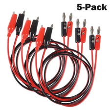 5pcs 3FT Banana Plug Probe Cable to Alligator Test Lead Clip Wire For Multimeter