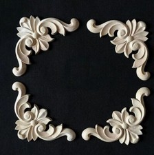 4 X Wooden Carved Corner Onlay Furniture Applique Moulding Decal DIY Home S2