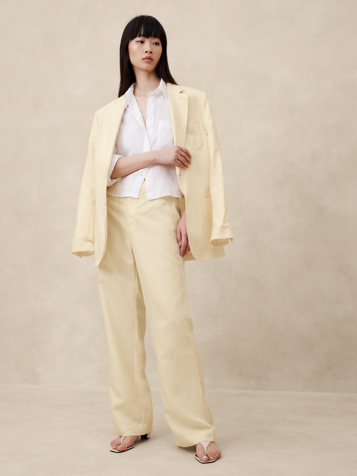 NEW Banana Republic Womens Arcata Tencel Linen Easy Pants Yellow XL $110 NWT