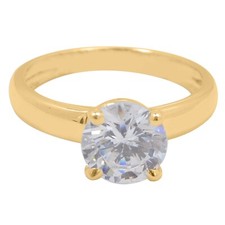 2.10Ct Round Shape D/VVS1 Solitaire Women's Anniversary Ring In 14KT Yellow Gold