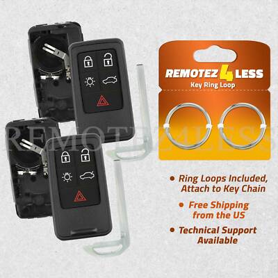 2 For 07 08 09 10 11 12 13 Volvo S80 Replacement Shell Key Fob Smart Remote 5b