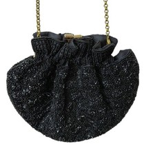 Inge Christopher Vintage Black Beaded, Formal Bag Purse Womens