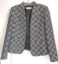 Kasper Separates Size 10 Black And White Suit Jacket Open Front Great Condition