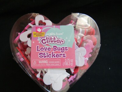 Creative Hands Foam Glitter Love Bugs Stickers, large size NIB Valentine Crafts