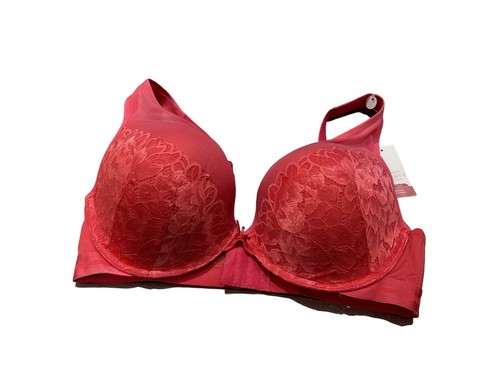 NWOT CACIQUE LACE Salmon HIGH APEX LAYERED SMOOTH BOOST PLUNGE BRA 38DDD