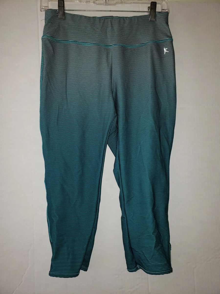 Danskin Now Fitted Dri-More Green Fade Stripe Capri Activewear Pants Size M