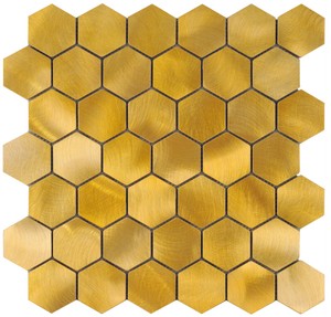 Mosaik Metall Alu Gold Hexagon Wand Küche Boden Bad WC 10 Matten ES