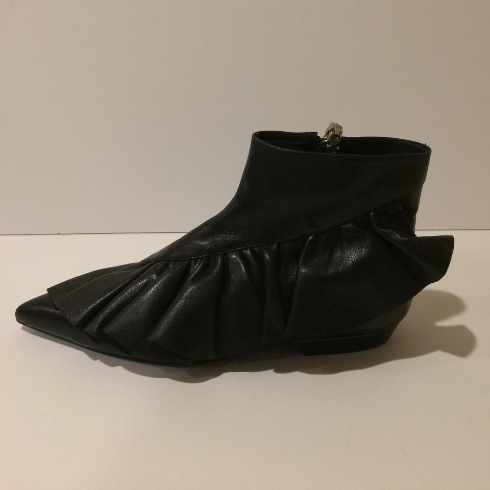 J.W.Anderson $885 New Ruffled Leather Pointy Toe Black Ankle J.W.Anderson $885 New Ruffled Leather Pointy Toe Black Ankle