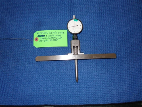MITUTOYO DEPTH GAGE CUSTOM MADE .0001X.O5" INDICATOR 10.5" OAL 3" DEEP