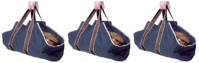 (3) pack Panacea 15251 Heavy Duty Black Canvas Log Tote Bag Carrier