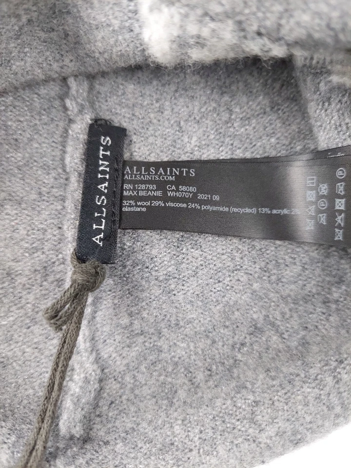 AllSaints Max Bonnet Gris Chiné / Craie Souple Laine Mélangée - Photo 4/4