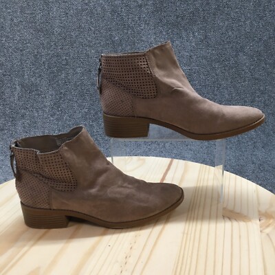 DV Dolce Vita Boots Womens 7.5 Ankle Booties Brown Brown Fabric Zip Low Heels