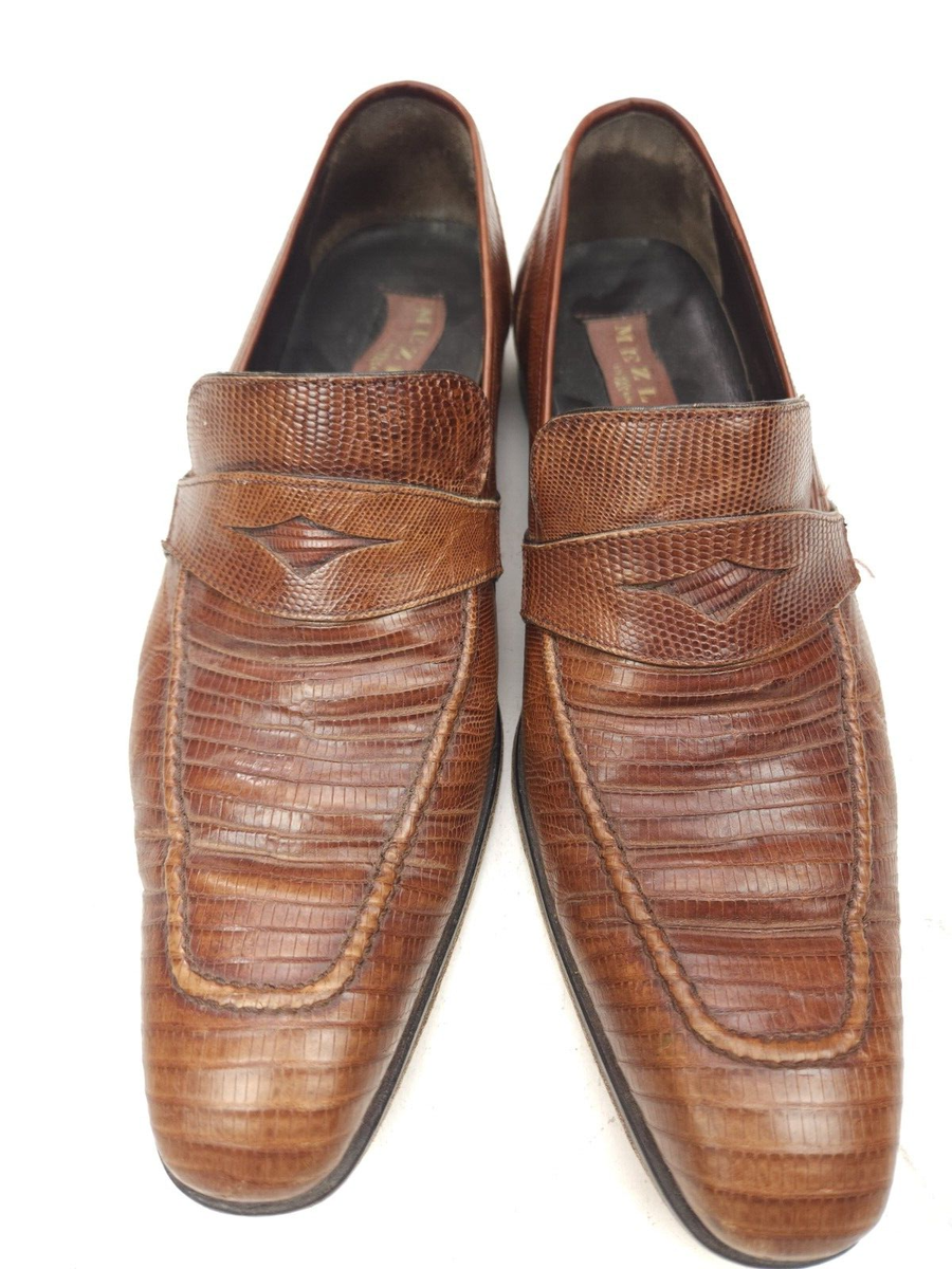 Mezlan Paso Men\'s Size 10 M Lizard Lace Up Brown Spain Penny Loafers Mezlan Lizard Dress Shoes Cognac Penny Loafers Mayor main image 3