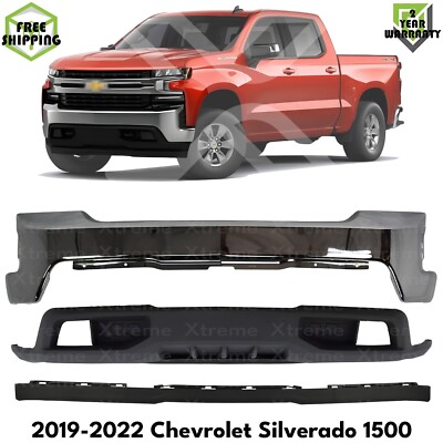 Front Bumper Chrome & Valance Textured For 2019-2022 Chevrolet Silverado 1500