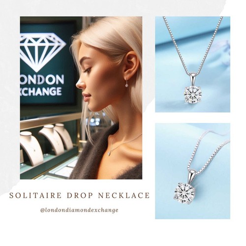 Solitaire Drop 1ct/2ct/3ct Necklace Diamond Test Certified Lab-grown VVS1/D/Exc - Picture 3 of 12