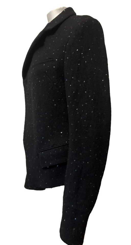 HAIDER ACKERMANN BLACK SEQUINS WOOL BLAZER JACKET, 38 XS S, $2600 - Image 4 of 4