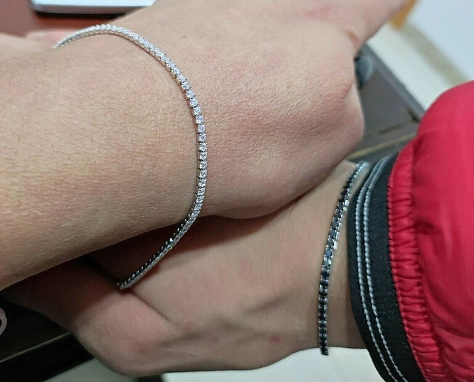 COPPIA DI Bracciali in argento 925 modello tennis LUI E LEI. PROMOZIONE OFFERTA - Immagine 3 di 4