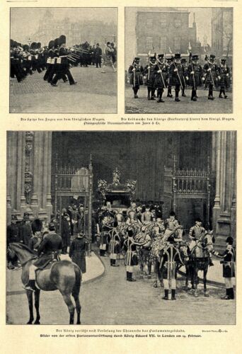 London * König Eduard II. * Prunkkutsche * Leibwache * Bilddokumente 1901 - Afbeelding 1 van 1