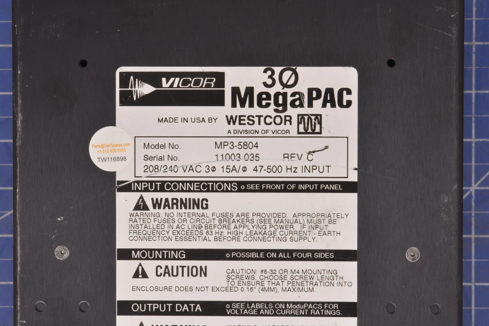 MP3-5804 / POWER SUPPLY, 30 MEGAPACK, REV C / VICOR - Image 2 of 4