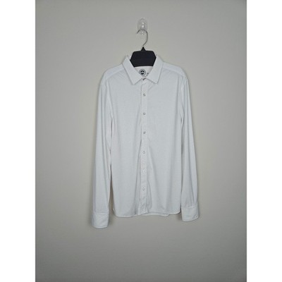 Flag & Anthem Men's Size M White Dot Print Button Up Performance Dress Shirt