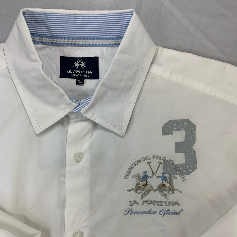 Camisa Polo La Martina Argentina Calce Ajustado Manga Larga - Blanca - XL Foto 2 de 4