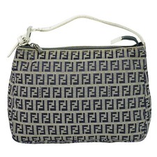 FENDI Zucchino 8N005 Canvas Handbag Gray Navy
