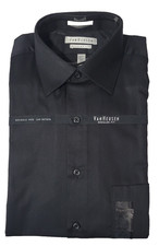 Van Heusen Men's Lux Sateen Black Dress Shirt 14.5 32/33 Regular Fit NEW