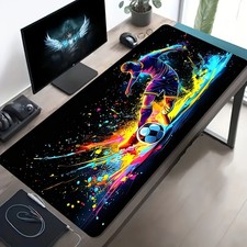 1pc Large Size Esports Gaming Mouse Pad, Colorful Splatter Soccer Player Neon