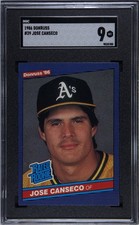 1986 Donruss Rated Rookie #39 Jose Canseco SGC 9 MINT Oakland A's 
