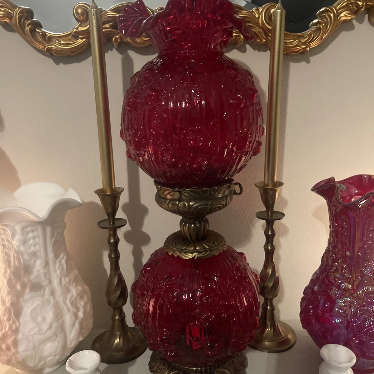 Fenton Rose Lamp In Fenton Art Glass for sale | eBay