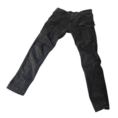 G-Star Raw Cargo Pants Men 34x29 Black Excellent Rovic Zip 3D Tapered Jeans