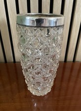 Antique 1902 Edwardian Sterling Silver Rim Cut Glass Vase London Henry Perkins