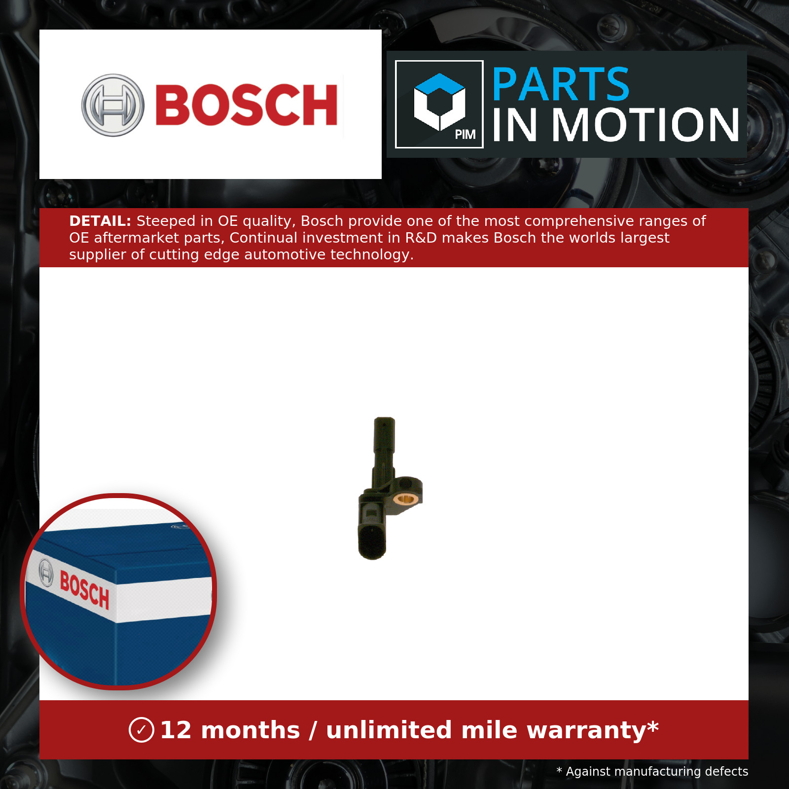 ABS Sensor fits VW TOURAN 1T, 1T3 Rear Right 03 to 15 BMN Wheel Speed Bosch New