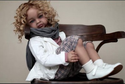 30inch Painted Reborn Baby Doll Kit Hand-Rooted Curly Hair Lifelike Toddler Girl