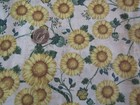 110" WIDE Vintage YELLOW SUNFLOWERS On BEIGE 2000's COTTON Fabric - shy 3 yd — photo 1