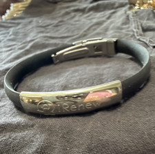 irenew Magnetic Therapy Bracelet, Black Silicone Wrist Band, Silver Plate