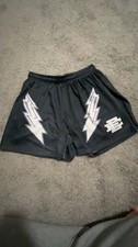 Eric Emanuel Mesh Basketball Shorts Black Lightning Bolt Pattern Size Small