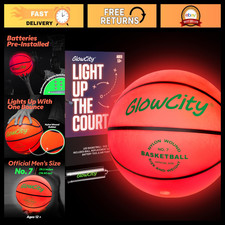 Glow in the Dark Basketball - Light Up Size 5, 6, 7 for Kids  Teens - Night Spo