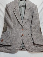 Vintage Levi's Wool Blazer Mens 38R Gray Herringbone Tweed Elbow Patch USA Made