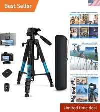 75" Heavy Duty Camera Tripod Stand with Bluetooth Remote - Max Load 15LB, Alu...