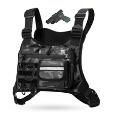 Outdoor Chest Bag For Men, EDC Chest Pack With Built-In Phone Holder, Lightwe...
