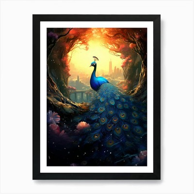Pfau 1 Kunstdruck gerahmt Wandbild Poster Leinwanddruck Bild