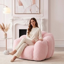 Floral Shaped Bean Bag Chair with Filling, Giant Faux Fur Bean Bag Sofa