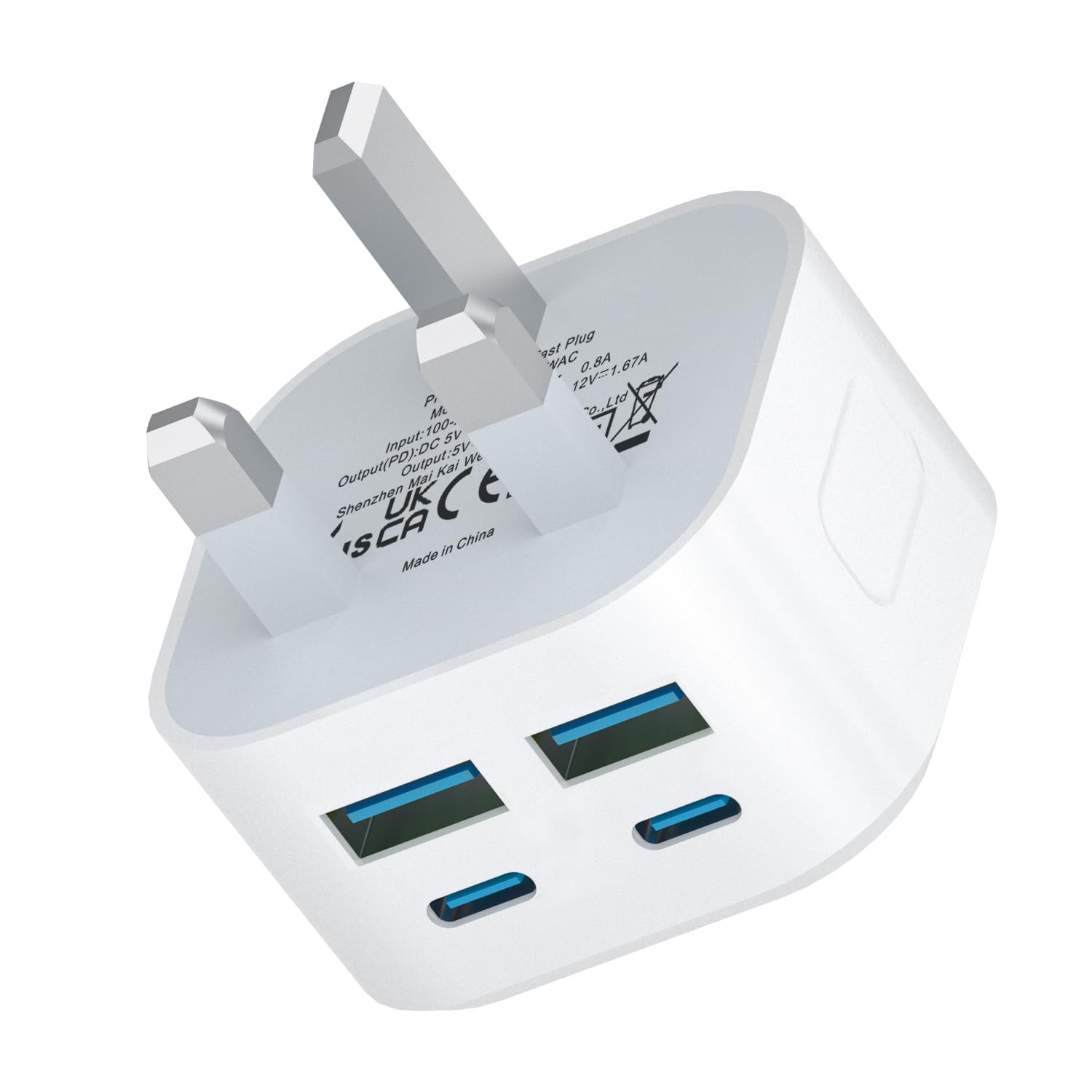 USB C Plug Fast Charger, i Phone 40W Multi UK 2U2C 1PACK N, White