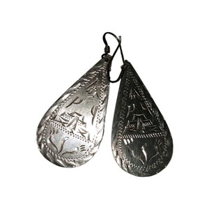 Vintage ALPACA MEXICO Earrings Sterling Teardrop Diamond Cut Designs